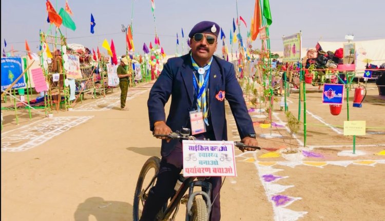 भीलवाड़ा के स्काउट्स गाईड ने राष्ट्रीय जम्बूरी में साईकिल पर पर्यावरण बचाने का संदेश
