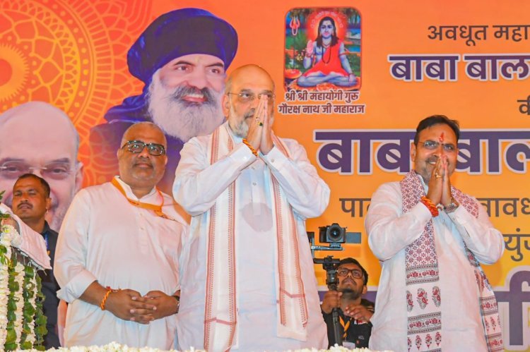 108 कुण्डीय रूद्र महायज्ञ की पूर्णाहुति पर पहुंचे अमित शाह और सीएम भजनलाल