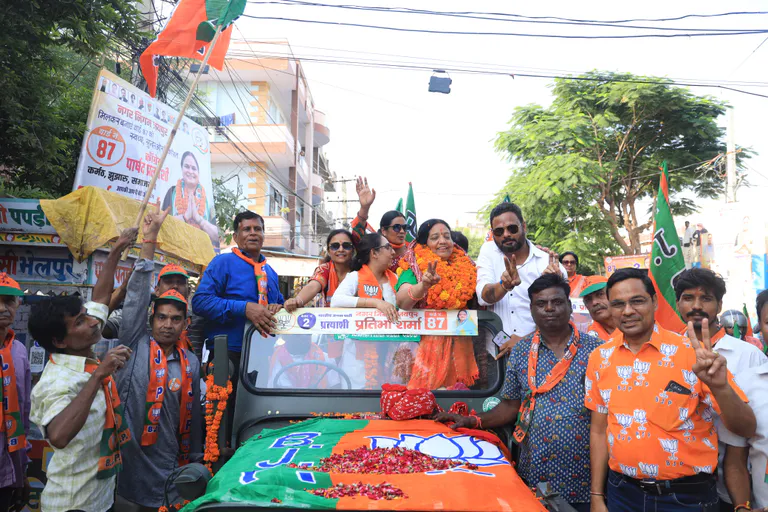 BJP Leaders Rally Support for Pratibha Sharma in Jaipur Ward 87 Roadshow