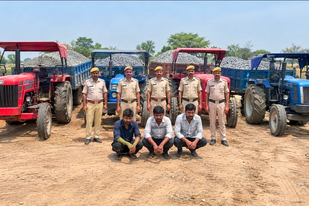 सीकरी में अवैध खनन के खिलाफ पुलिस का बड़ा प्रहार, चार ट्रैक्टर जब्त और चार गिरफ्तार
