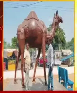 कबाड़ से बनी कलाकृतियां और पार्क का दृश्य